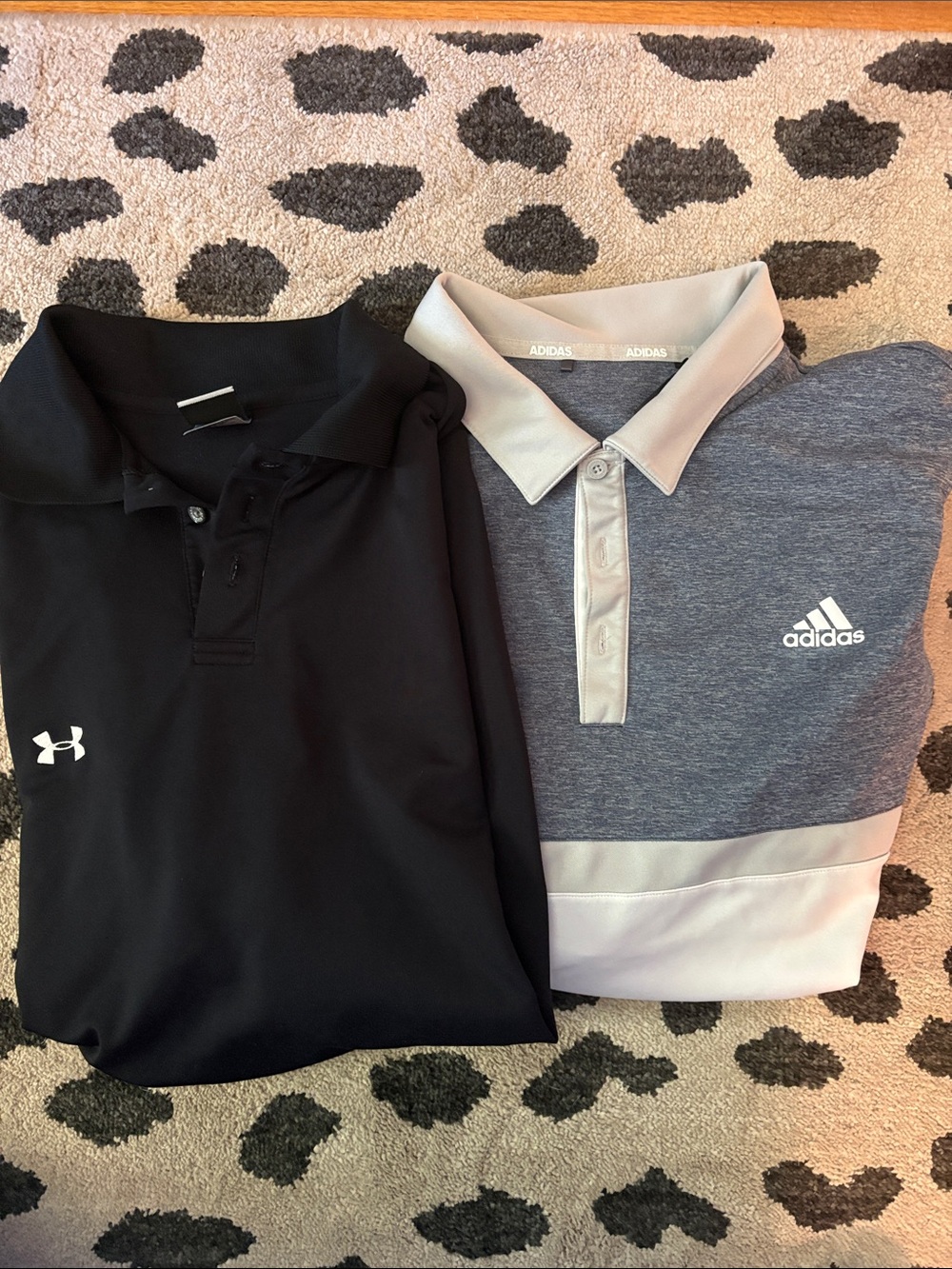Adidas Gray & White Polo and Under Armour Black Polo - men’s